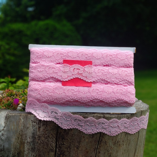 Elastická krajka 3,5 cm růžová