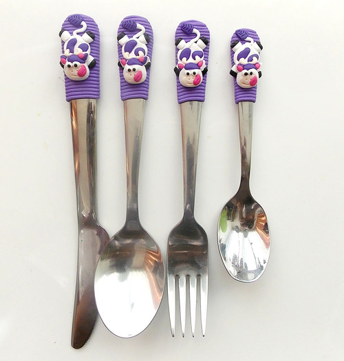 Dětský fimo příbor - kravičky