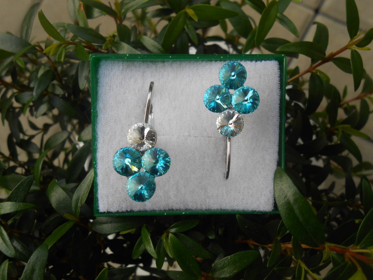 Náušnice - Swarovski CRYSTAL F a Light Turquoise F (846/14)