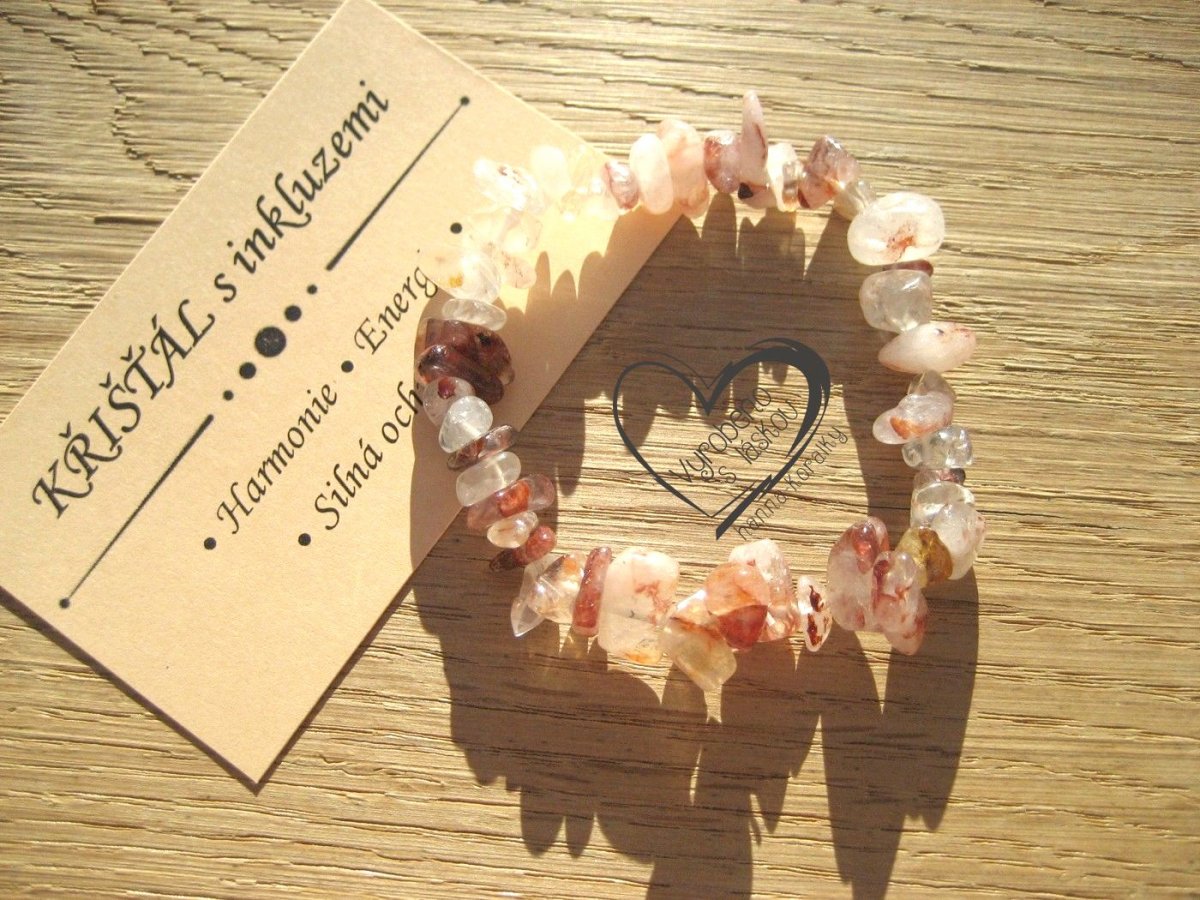 Pružný náramek - Křišťál s inkluzemi