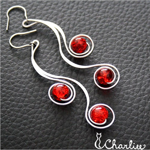 Náušnice - tepané spirály-vínové- hypoalergenní chirurgická ocel