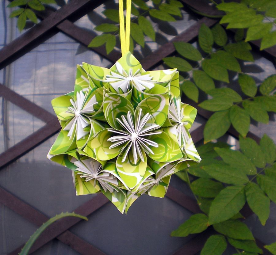 Kusudama koule  - zelenkavá