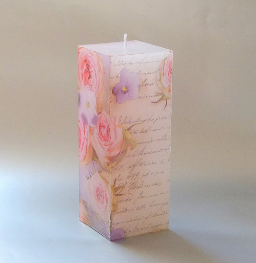 Zdobená svíčka - květy s psaním