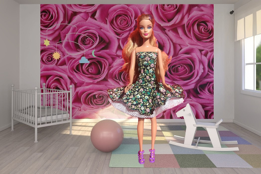 šatičky pro Barbie - krátké zelené s kytičkami
