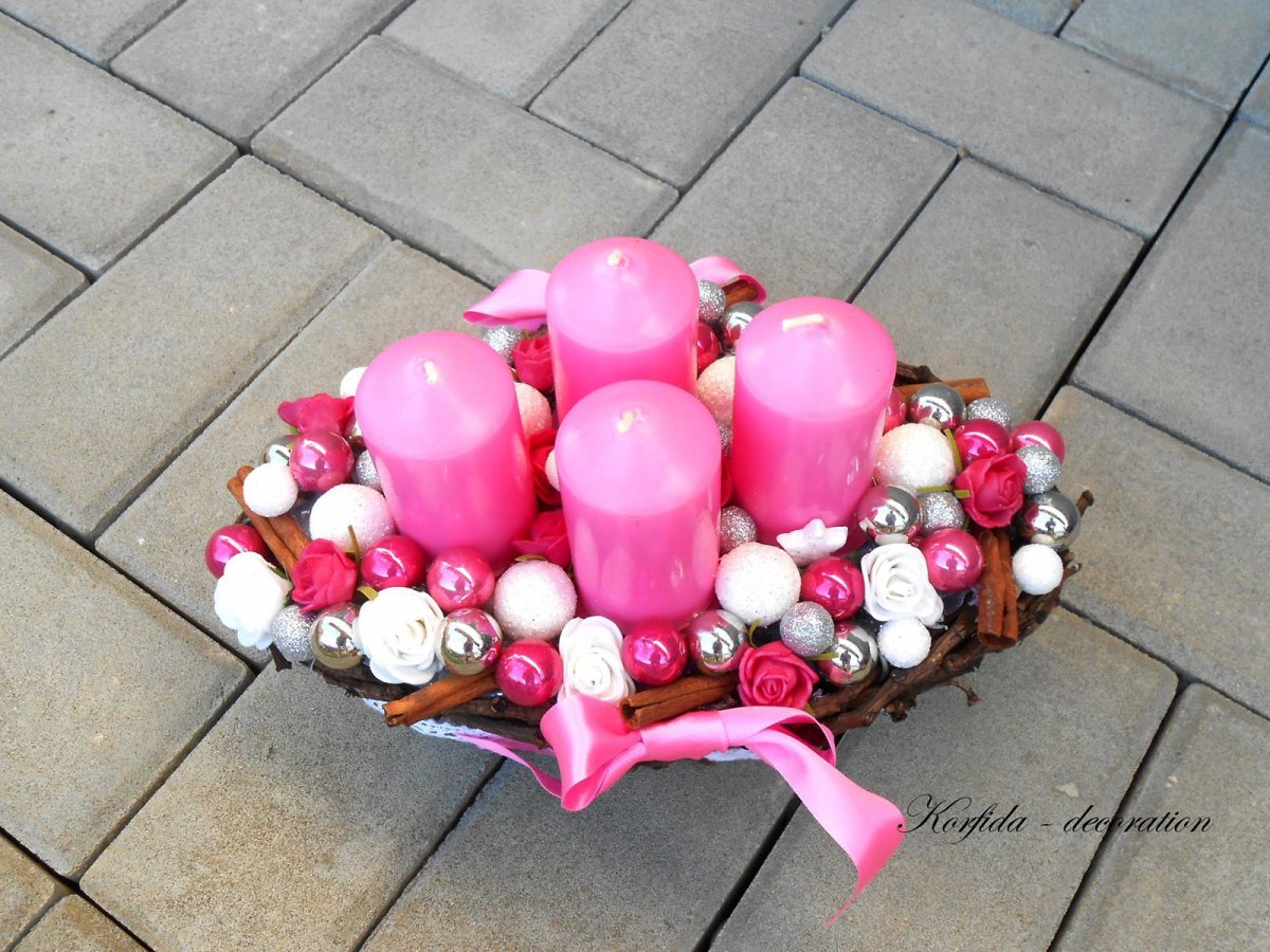 Košíček růžový adventní (83/17)