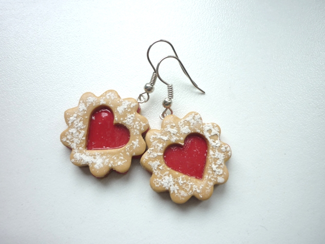 Linecké cukroví - fimo náušnice