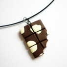 Strakatá fimo čokoláda - náhrdelník