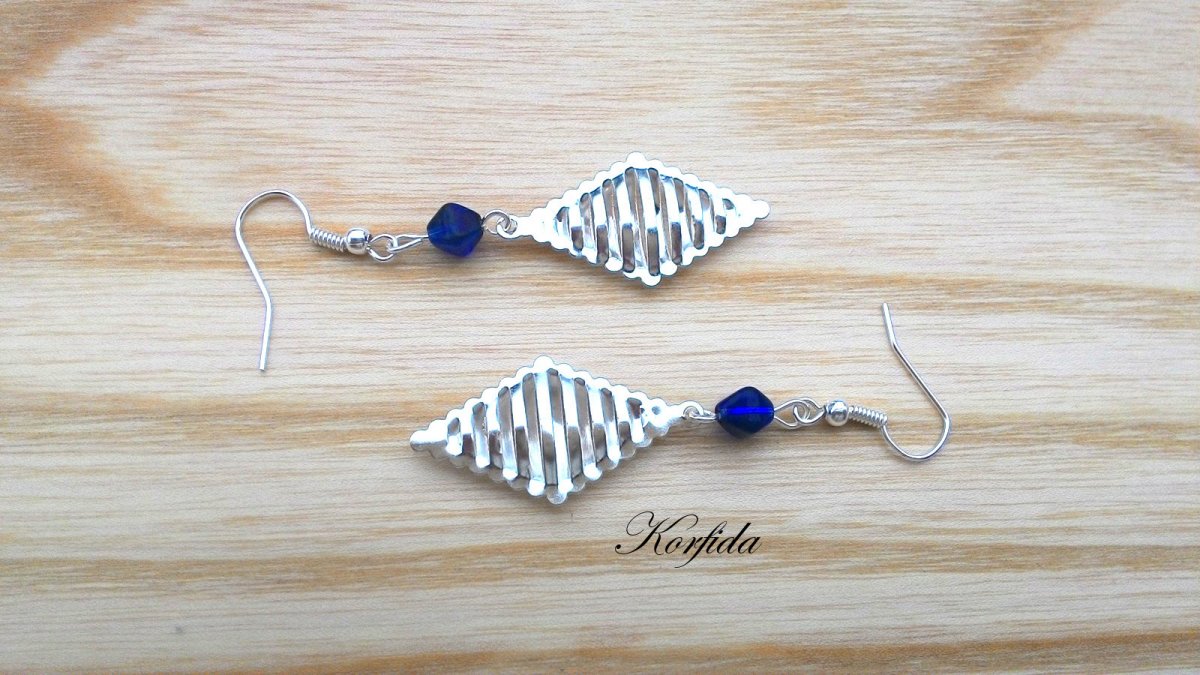 Náušnice kosočtverce + modrá (1176/15)