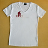 Bílé dámské triko s červeným cyklistou XL