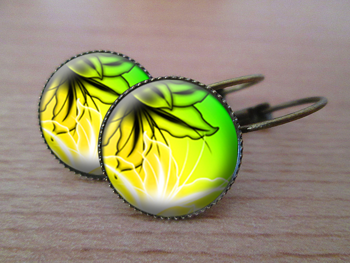 VINTAGE VISACÍ NÁUŠNICE - Tropický ráj