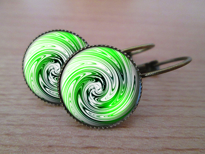 VINTAGE VISACÍ NÁUŠNICE - Limetkové spirály