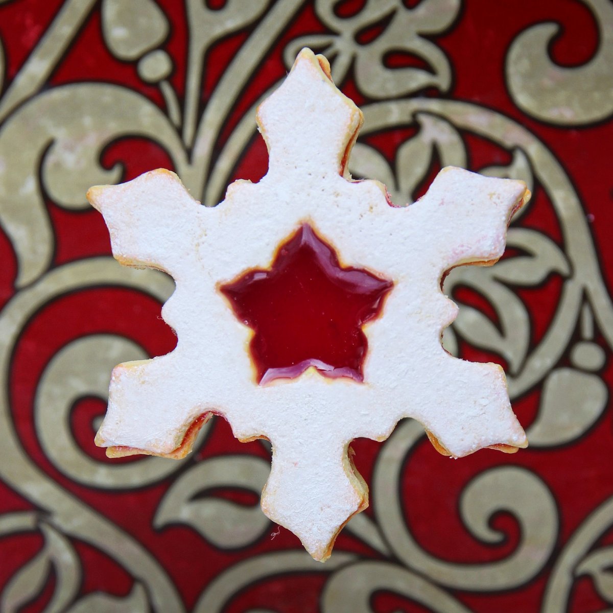 Linecká vločka, vánoční brož, fimo, polymer