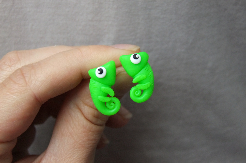Chameleon - fimo náušnice