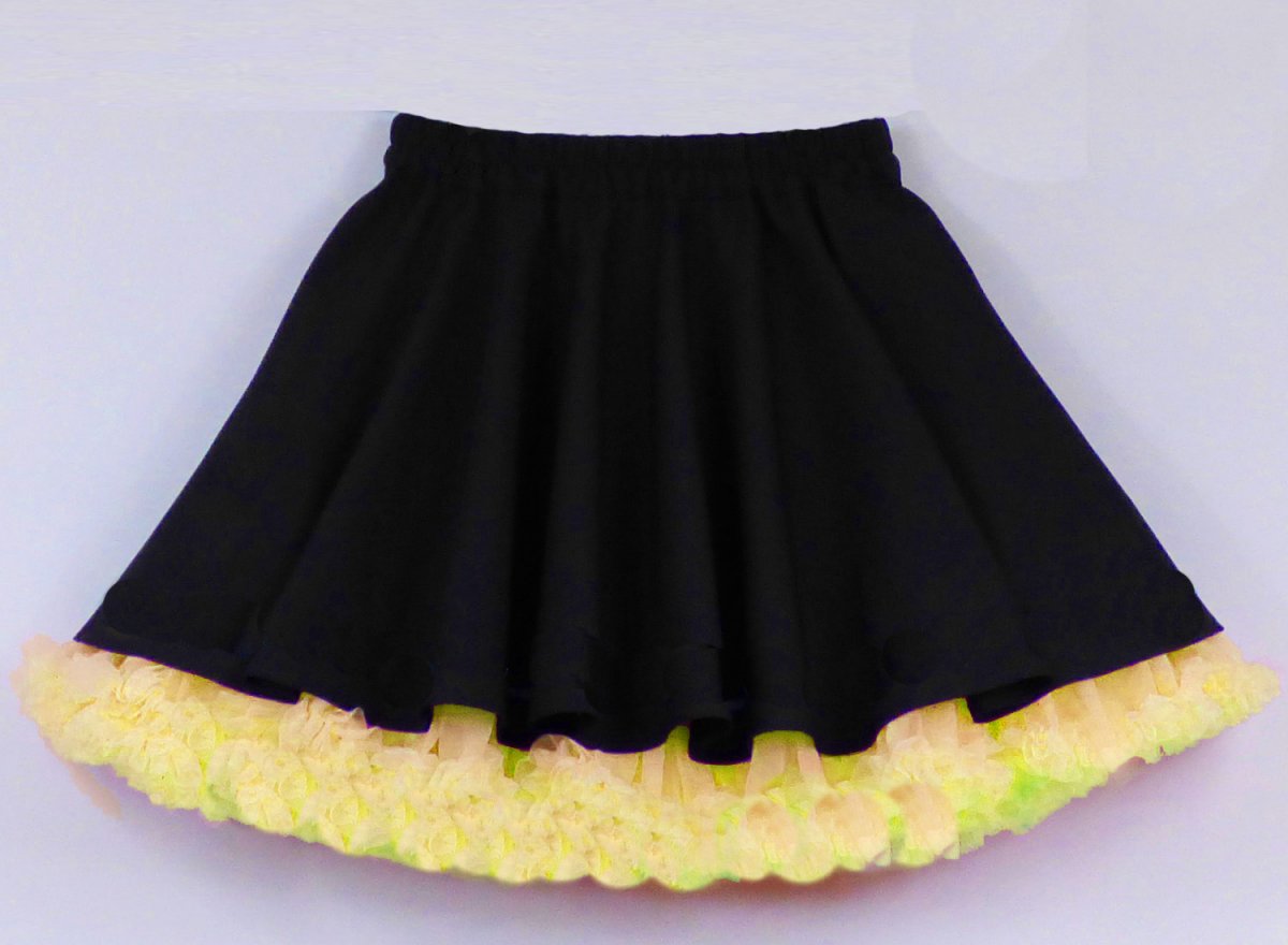 FuFu sukně černá se žlutou spodničkou