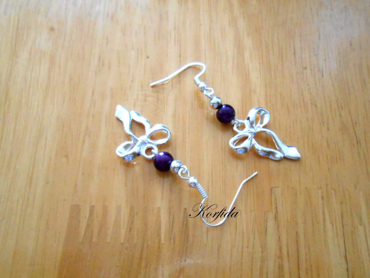 Náušnice mašličky s fialovou (497/16)