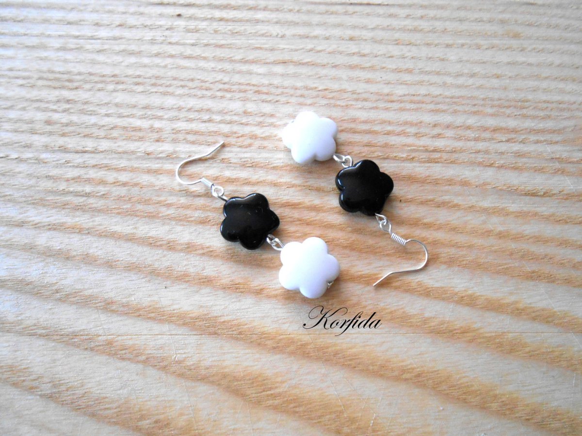 Náušnice černá + bílá (665/16)