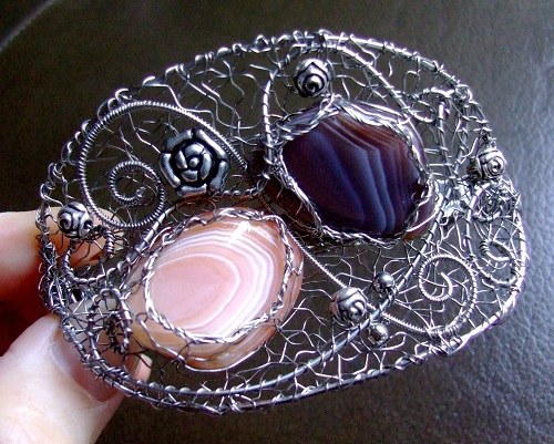 Sponka do vlasů s Achátem a Karneolem.