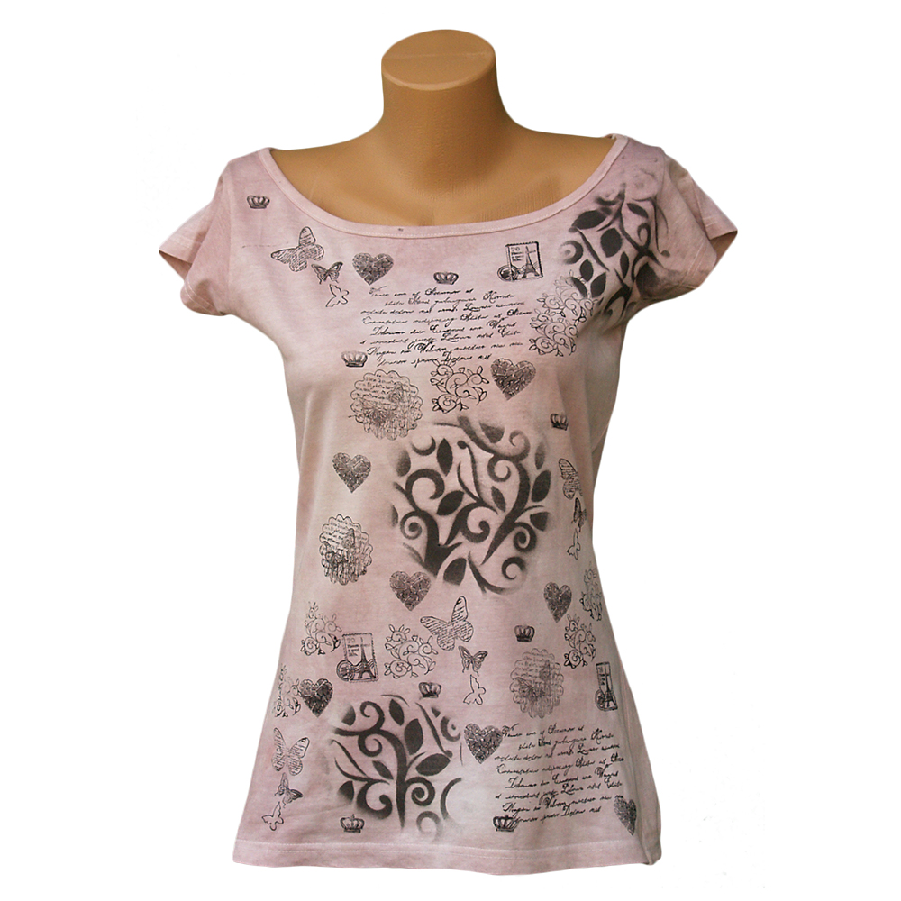 Světle růžové batikované tričko 