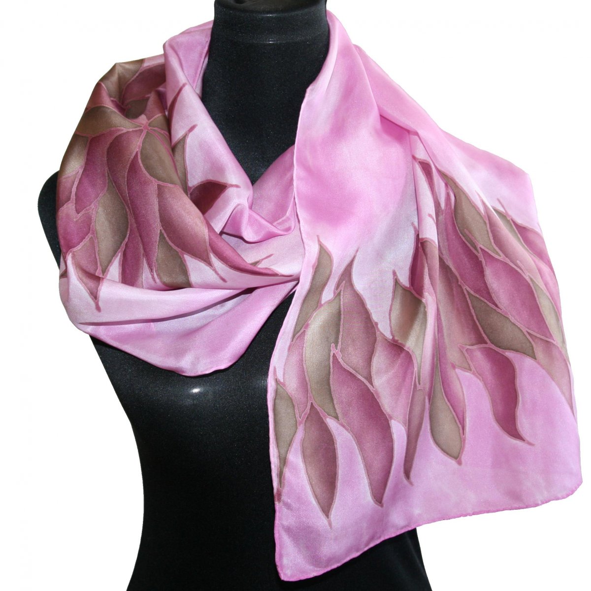 Malovaná hedvábná šála: Plameny hnědovínové