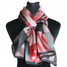 Malovaná hedvábná šála: Šachovnice červeno-černá