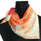 Malovaný hedvábný šátek: Listy v oranžové