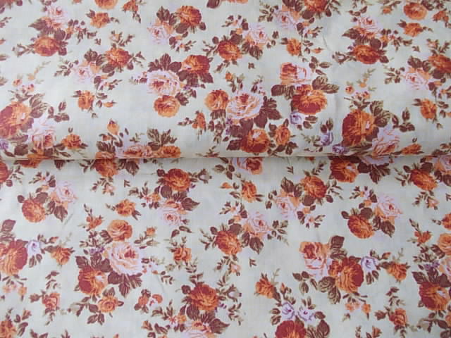 100 % BAVLNA - oranžové růžičky