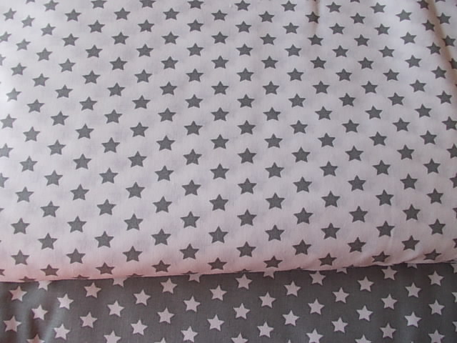 100 % BAVLNA -šedé hvězdičky na bílé