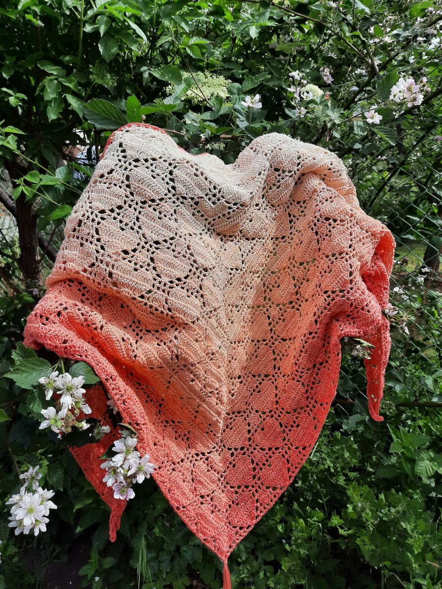 Melounové srdce - háčkovaný šátek