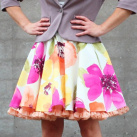 FuFu sukně květovaná2 s meruňkovou spodničkou