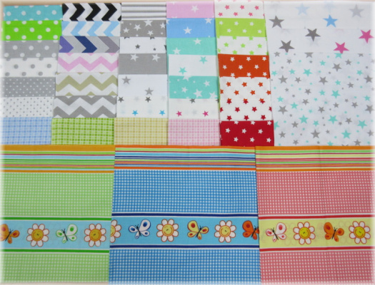 Balíček zbytky látek na patchwork, oblečky panenky, polštářky