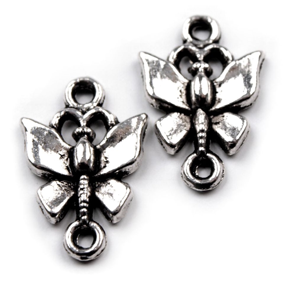 Kovový mezikus motýlek 12x18mm - 5 ks - starostříbro