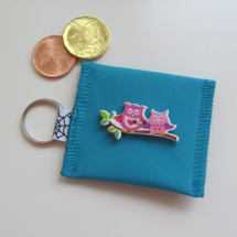 Mini peněženka na klíče modrá - sovičky