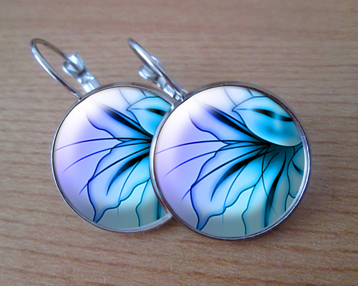 COOL VISACÍ NÁUŠNICE - Modré květy