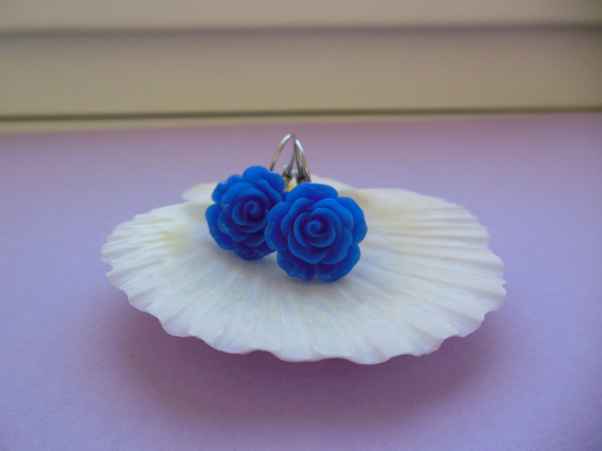 Modré růžičky (zapínání - chirurg. ocel)