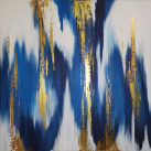 Obraz, moderní zlato modrá abstrakce 2