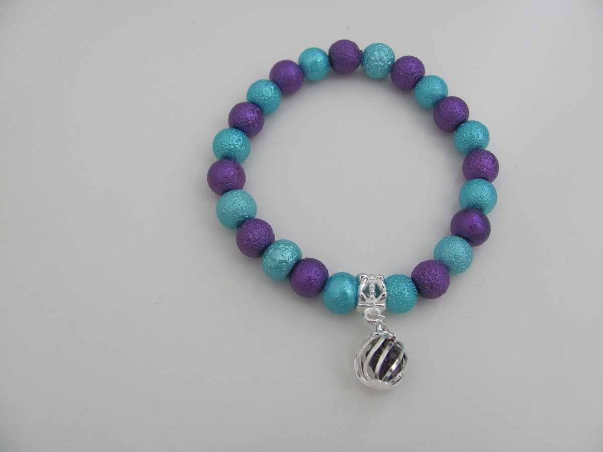 Náramek modrofialový - fialové kamínky