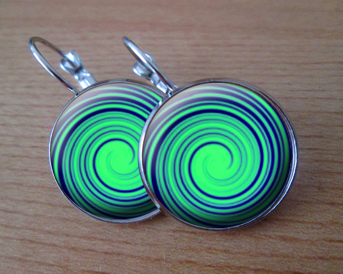 COOL VISACÍ NÁUŠNICE - modrozelené spirálky