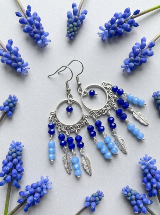 Modrý orient - náušnice s korálky