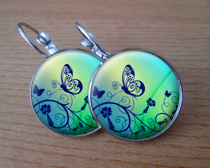 COOL VISACÍ NÁUŠNICE - Tyrkysový motýl