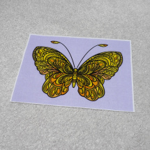 Bavlněný panel s motýlem - žluto-fialový