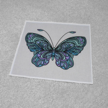 Bavlněný panel s motýlem - tyrkysovo-fialový