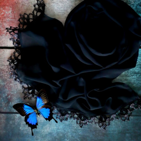 Soumrak motýlů - hedvábný šál černý