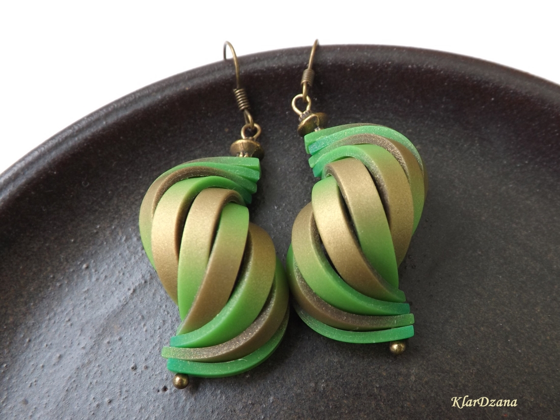 Náušnice Mušle zlato-zelené