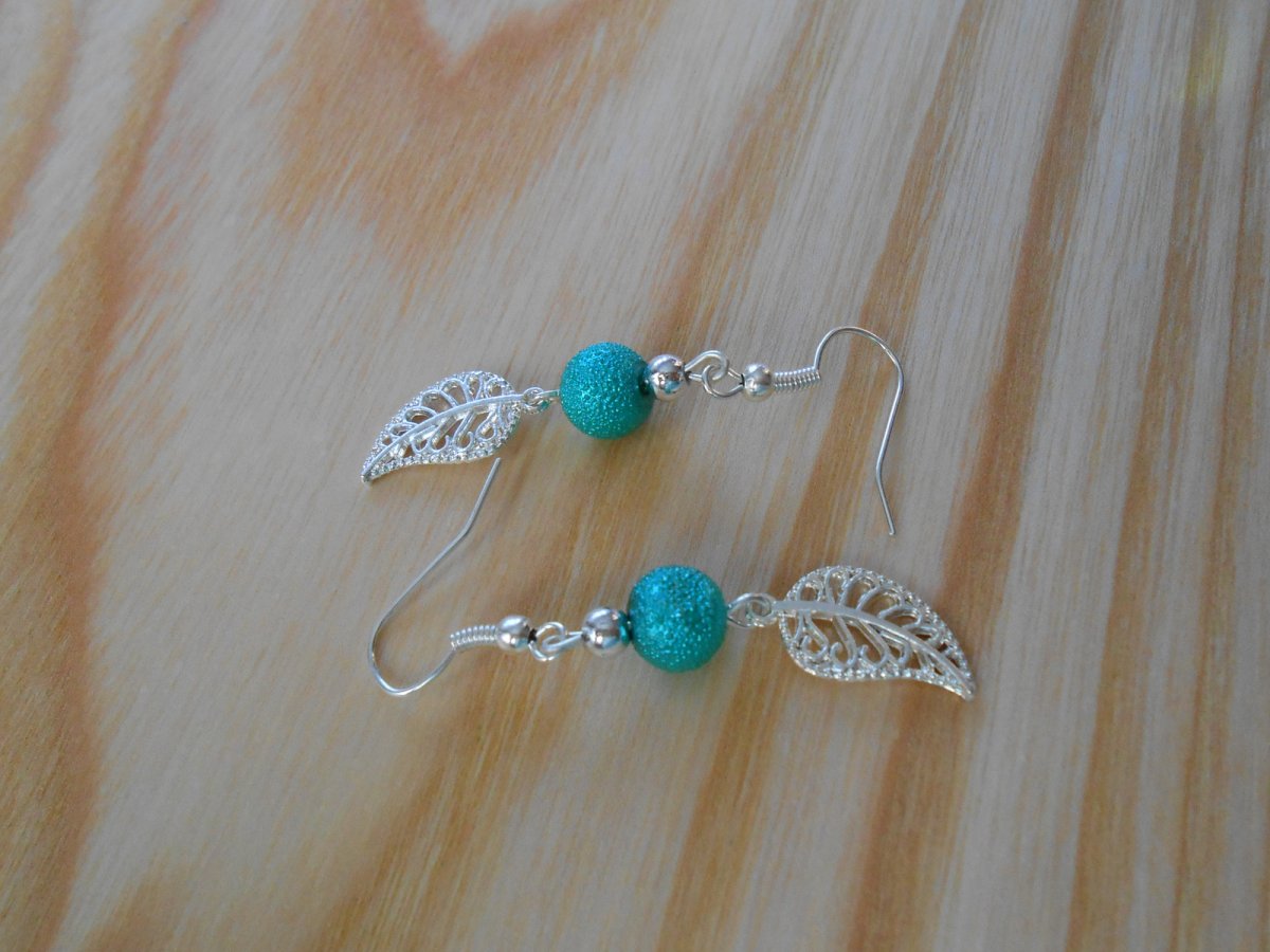 Náušnice zelená s lupínkem (78/16)