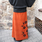 Fleecová sukně terakota s aplikací kytiček