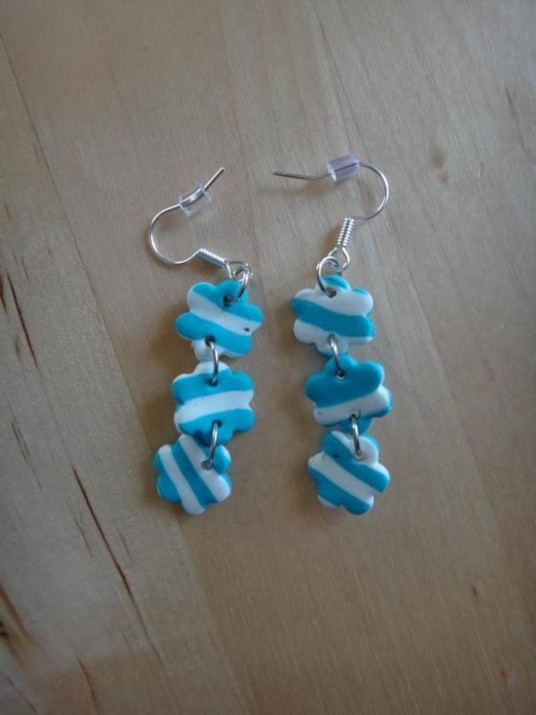 Proužkované tyrkysové náušničky