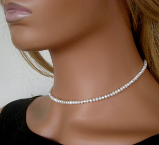BÍLÉ ŘÍČNÍ PERLIČKY 3-4mm*náhrdelník*choker*