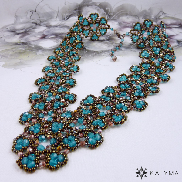 Náhrdelník tyrkysová krajka