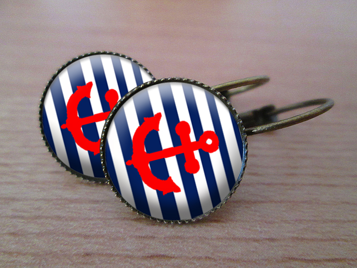 VINTAGE VISACÍ NÁUŠNICE - Námořnická kotvička