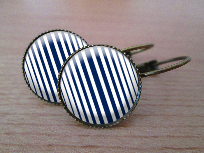 VINTAGE VISACÍ NÁUŠNICE - Námořnické proužky